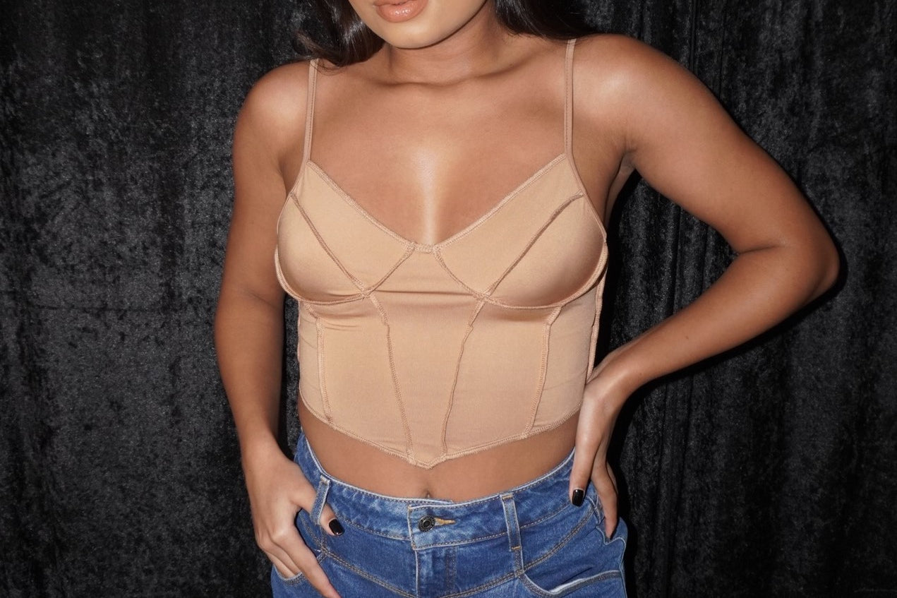 GENEVA CROP TOP - TAUPE - BrittnieBillions