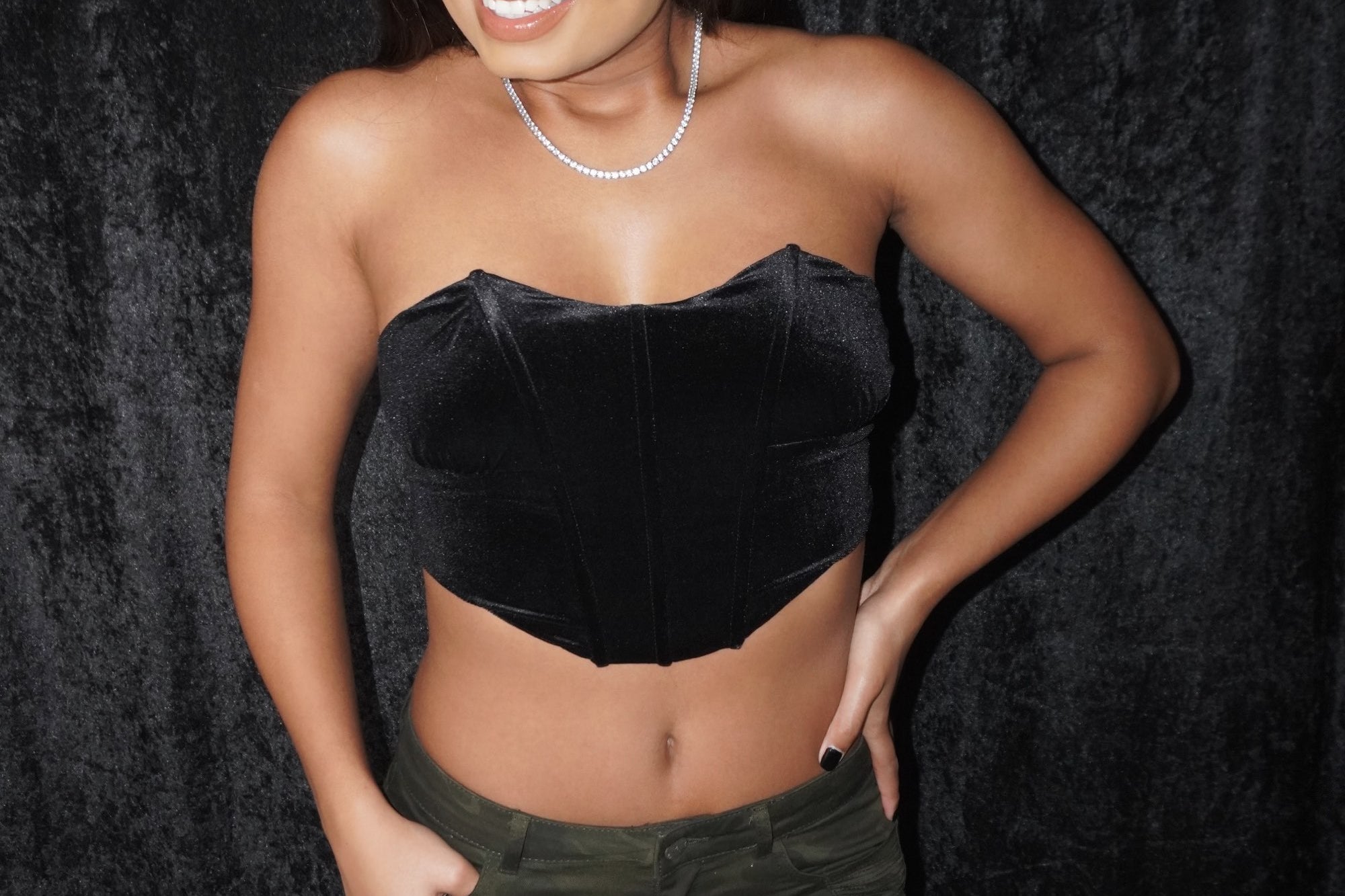 IVANA VELVET CORSET - BLACK - BrittnieBillions