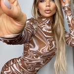 GLENNA SWIRL DRESS - BROWN - BrittnieBillions Miami clubwear club sexy nightlife florida fashion style stylish fashionista party fun 305 vacation LIV 