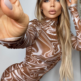 GLENNA SWIRL DRESS - BROWN - BrittnieBillions Miami clubwear club sexy nightlife florida fashion style stylish fashionista party fun 305 vacation LIV 