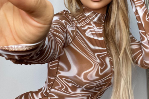 GLENNA SWIRL DRESS - BROWN - BrittnieBillions Miami clubwear club sexy nightlife florida fashion style stylish fashionista party fun 305 vacation LIV 