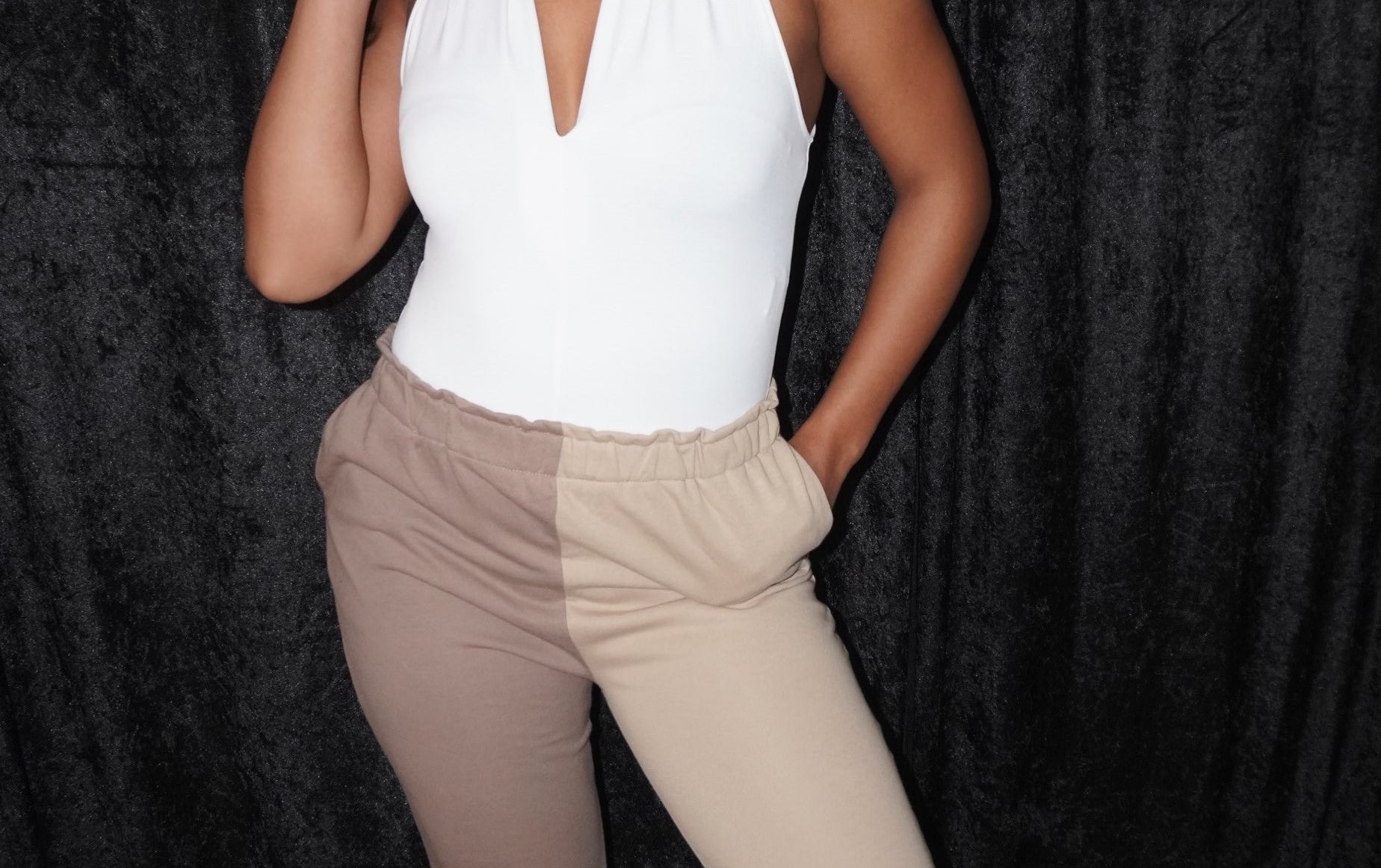 GINA TWO TONED JOGGER - TAUPE - BrittnieBillions