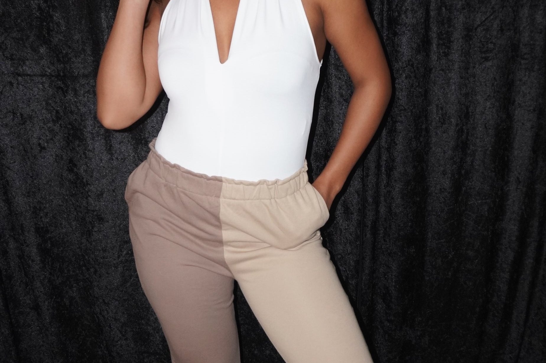 GINA TWO TONED JOGGER - TAUPE - BrittnieBillions