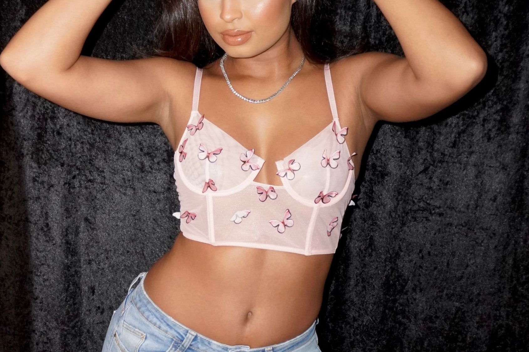 ALISSA BUTTERFLY BRALETTE TOP - PINK - BrittnieBillions