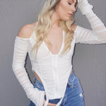 KYLIE RUCHED TOP - WHITE - BrittnieBillions Miami clubwear club sexy nightlife florida fashion style stylish fashionista party fun 305 vacation LIV 