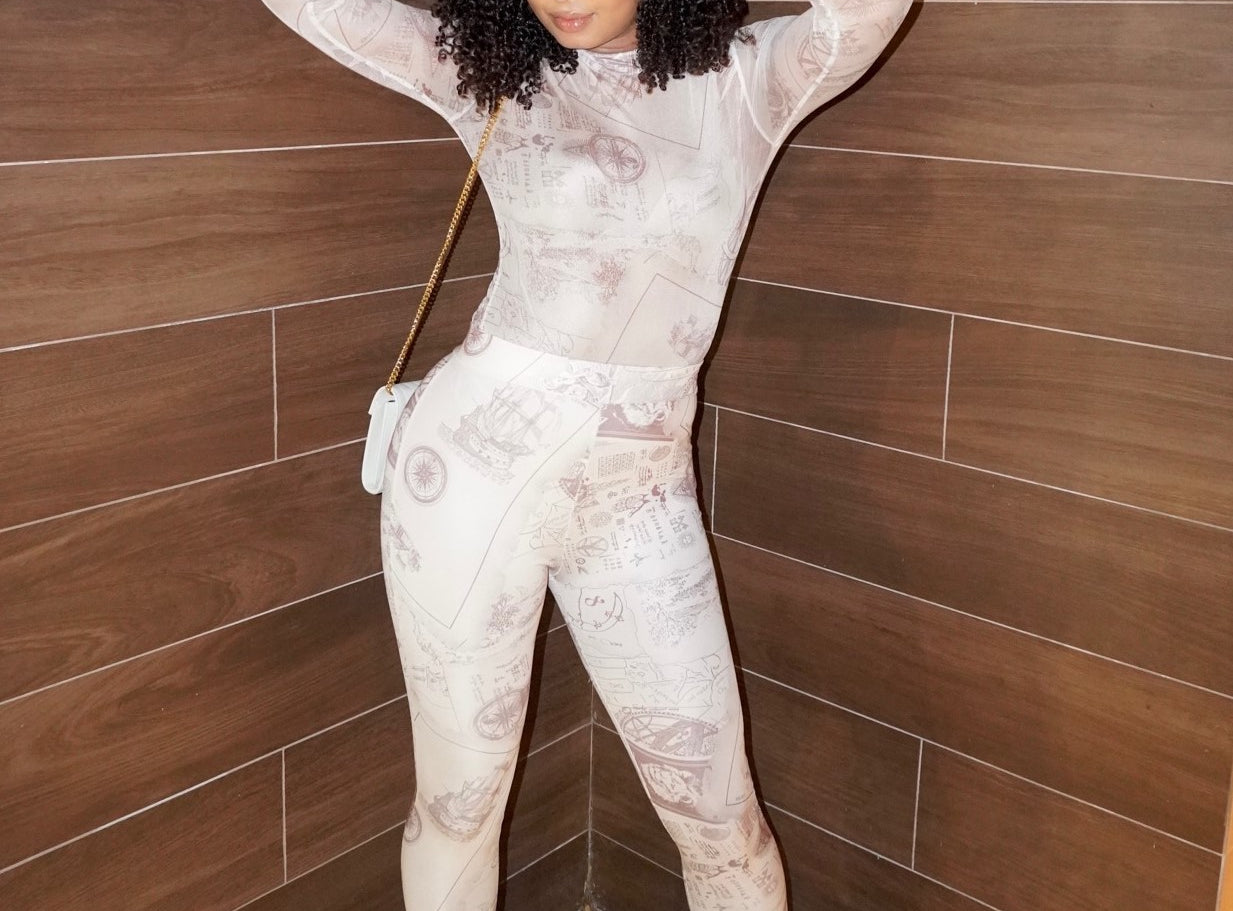 GODDESS 2 PC LEGGING SET - CREAM - BrittnieBillions