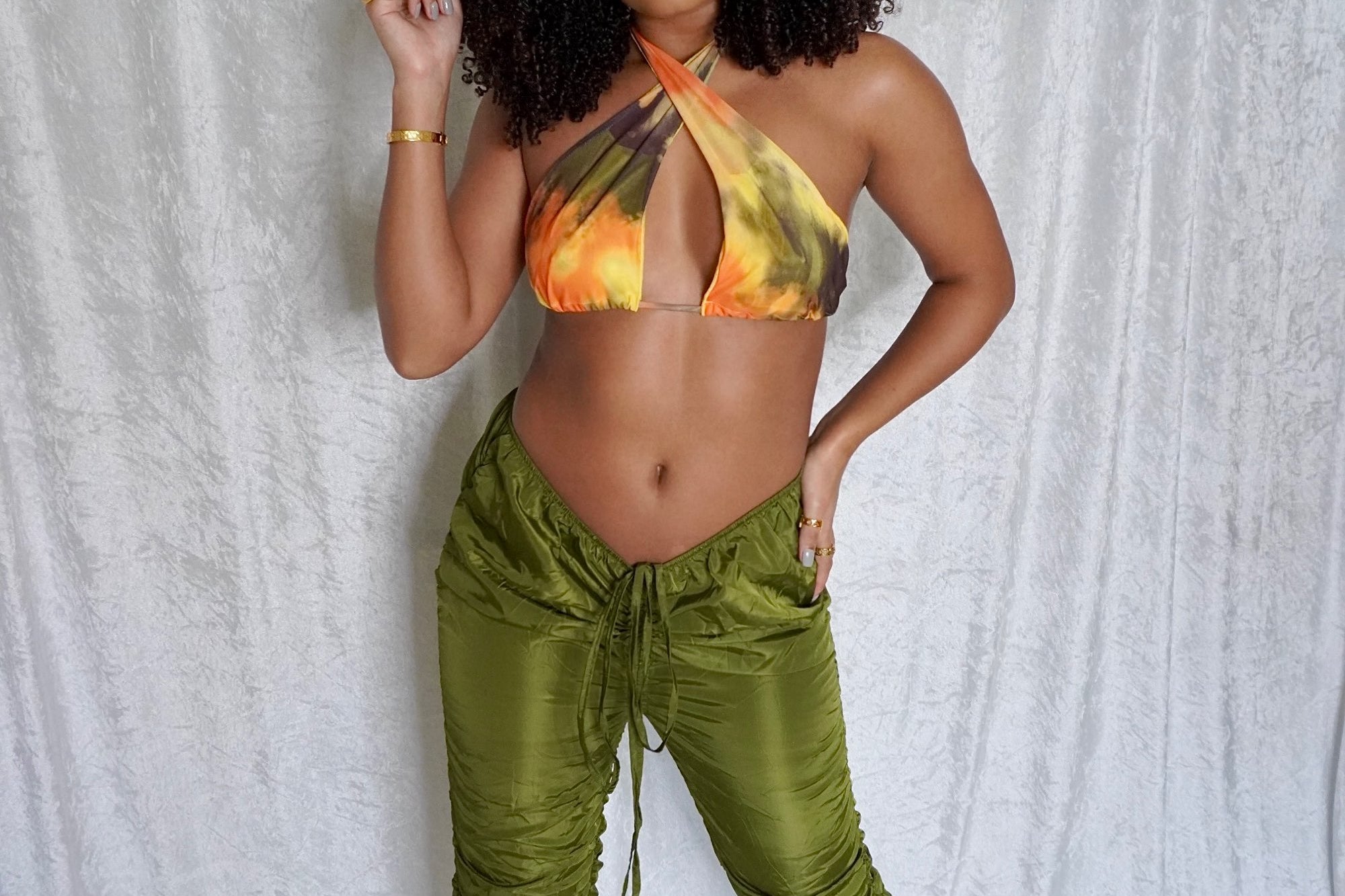 CHLOE RUCHED JOGGER - OLIVE - BrittnieBillions