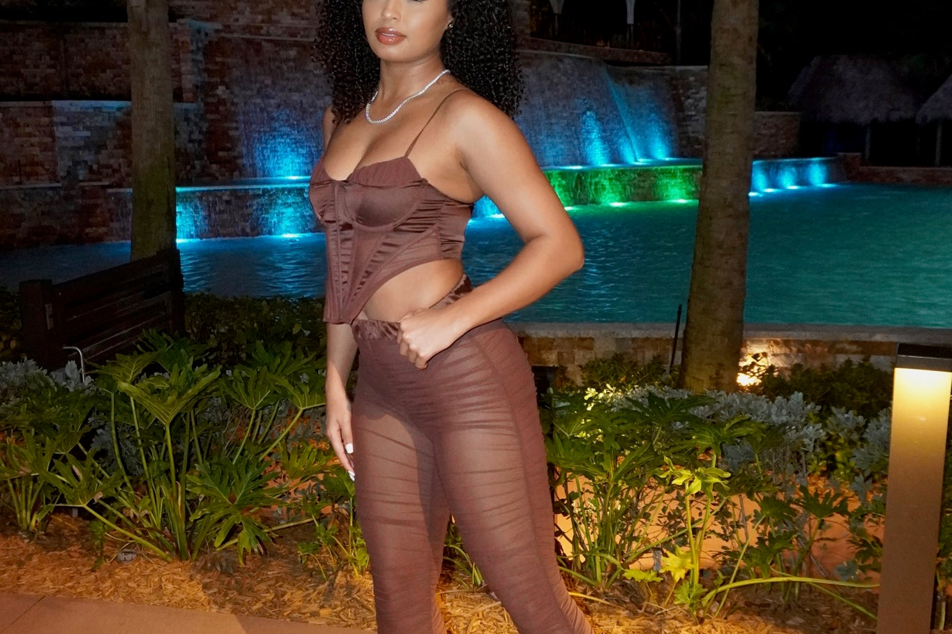 GARDENIA 2 PC  LEGGING SET - CHOCOLATE - BrittnieBillions