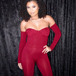 BELLA LONG SLEEVE ROMPER - BURGUNDY - BrittnieBillions Miami clubwear club sexy nightlife florida fashion style stylish fashionista party fun 305 vacation LIV 