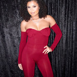 BELLA LONG SLEEVE ROMPER - BURGUNDY - BrittnieBillions Miami clubwear club sexy nightlife florida fashion style stylish fashionista party fun 305 vacation LIV 