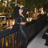 HEATHER FAUX LEATHER 2-PC SET - BLACK - BrittnieBillions Miami clubwear club sexy nightlife florida fashion style stylish fashionista party fun 305 vacation LIV 