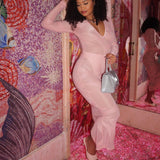 ABBEY MIDI DRESS - PEACH - BrittnieBillions