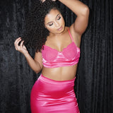 ALLEXIS SATIN 2-PC SET - PINK - BrittnieBillions Miami clubwear club sexy nightlife florida fashion style stylish fashionista party fun 305 vacation LIV 