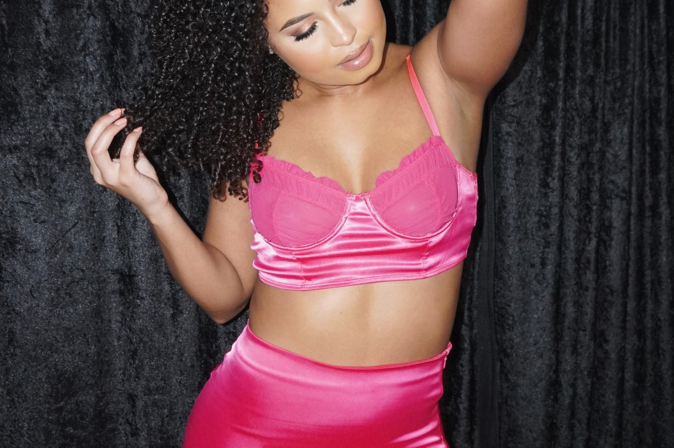 ALLEXIS SATIN 2-PC SET - PINK - BrittnieBillions Miami clubwear club sexy nightlife florida fashion style stylish fashionista party fun 305 vacation LIV 