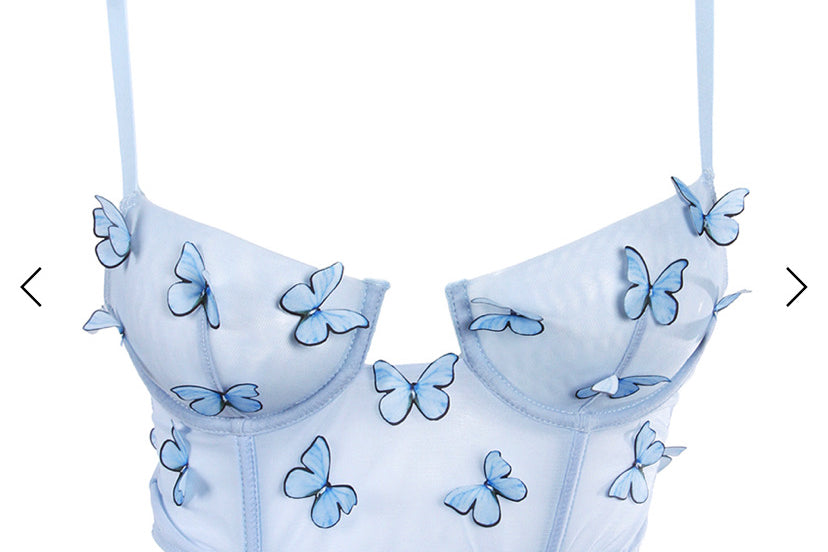 EMILIA BUTTERFLY BRALETTE TOP - BABY BLUE - BrittnieBillions Miami clubwear club sexy nightlife florida fashion style stylish fashionista party fun 305 vacation LIV 