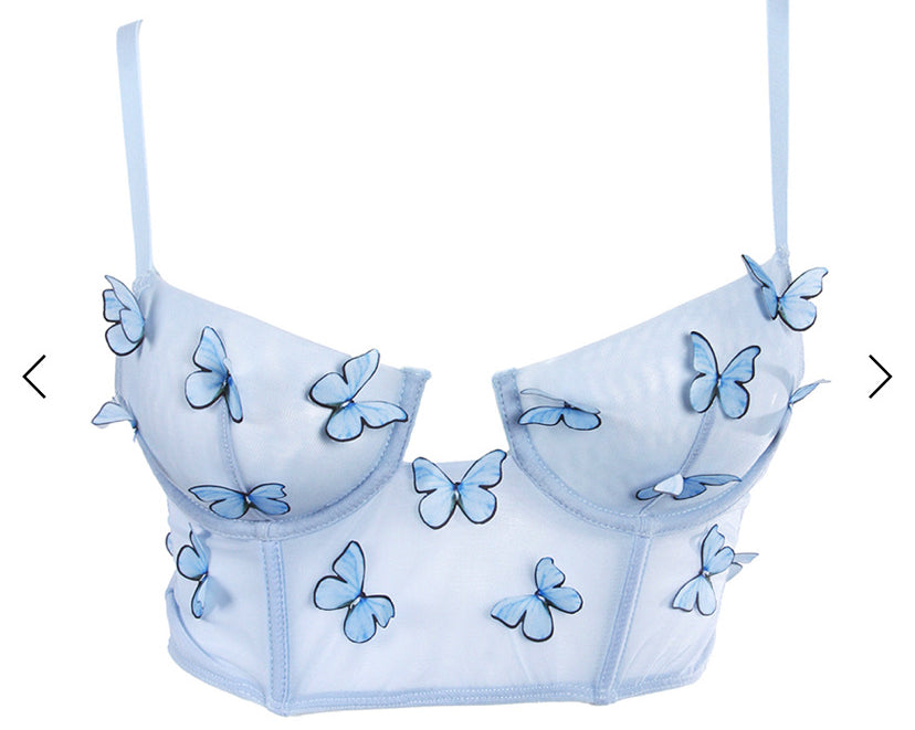 EMILIA BUTTERFLY BRALETTE TOP - BABY BLUE - BrittnieBillions Miami clubwear club sexy nightlife florida fashion style stylish fashionista party fun 305 vacation LIV 