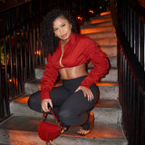 BRIA LONG SLEEVE CROP TOP - BURGUNDY - BrittnieBillions