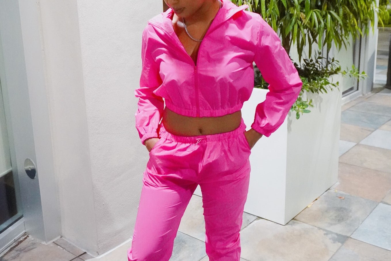 ANNE REFLECTIVE TRACK SET - PINK - BrittnieBillions Miami clubwear club sexy nightlife florida fashion style stylish fashionista party fun 305 vacation LIV 