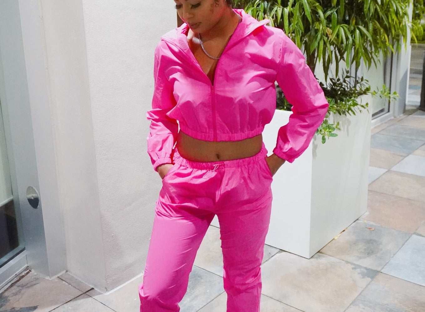 ANNE REFLECTIVE TRACK SET - PINK - BrittnieBillions Miami clubwear club sexy nightlife florida fashion style stylish fashionista party fun 305 vacation LIV 