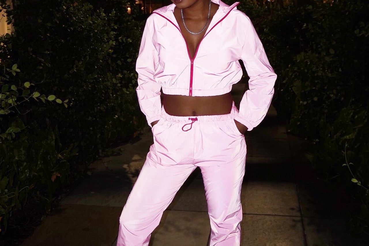 ANNE REFLECTIVE TRACK SET - PINK - BrittnieBillions Miami clubwear club sexy nightlife florida fashion style stylish fashionista party fun 305 vacation LIV 