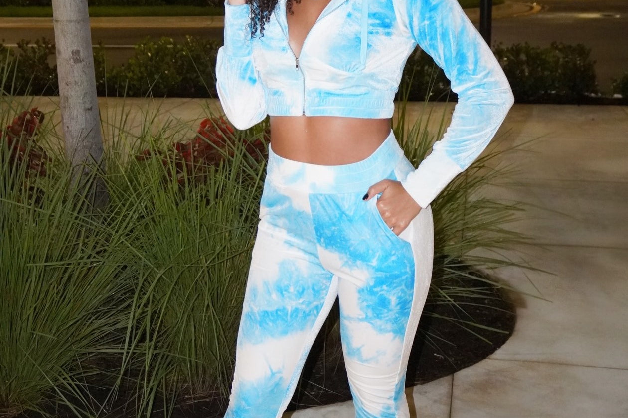 ELAINA TIE DYE 2-PC SET - SKY BLUE - BrittnieBillions Miami clubwear club sexy nightlife florida fashion style stylish fashionista party fun 305 vacation LIV 