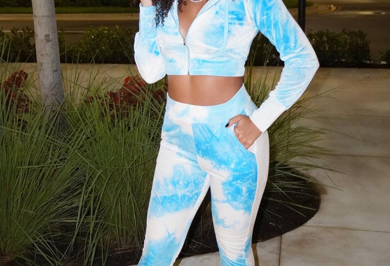 ELAINA TIE DYE 2-PC SET - SKY BLUE - BrittnieBillions Miami clubwear club sexy nightlife florida fashion style stylish fashionista party fun 305 vacation LIV 