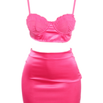 ALLEXIS SATIN 2-PC SET - PINK - BrittnieBillions Miami clubwear club sexy nightlife florida fashion style stylish fashionista party fun 305 vacation LIV 