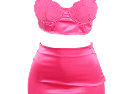 ALLEXIS SATIN 2-PC SET - PINK - BrittnieBillions Miami clubwear club sexy nightlife florida fashion style stylish fashionista party fun 305 vacation LIV 